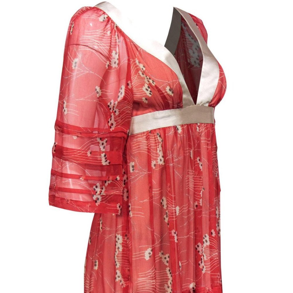 Development by Erica Davies Red 100% Silk Floral Print Dress EUC